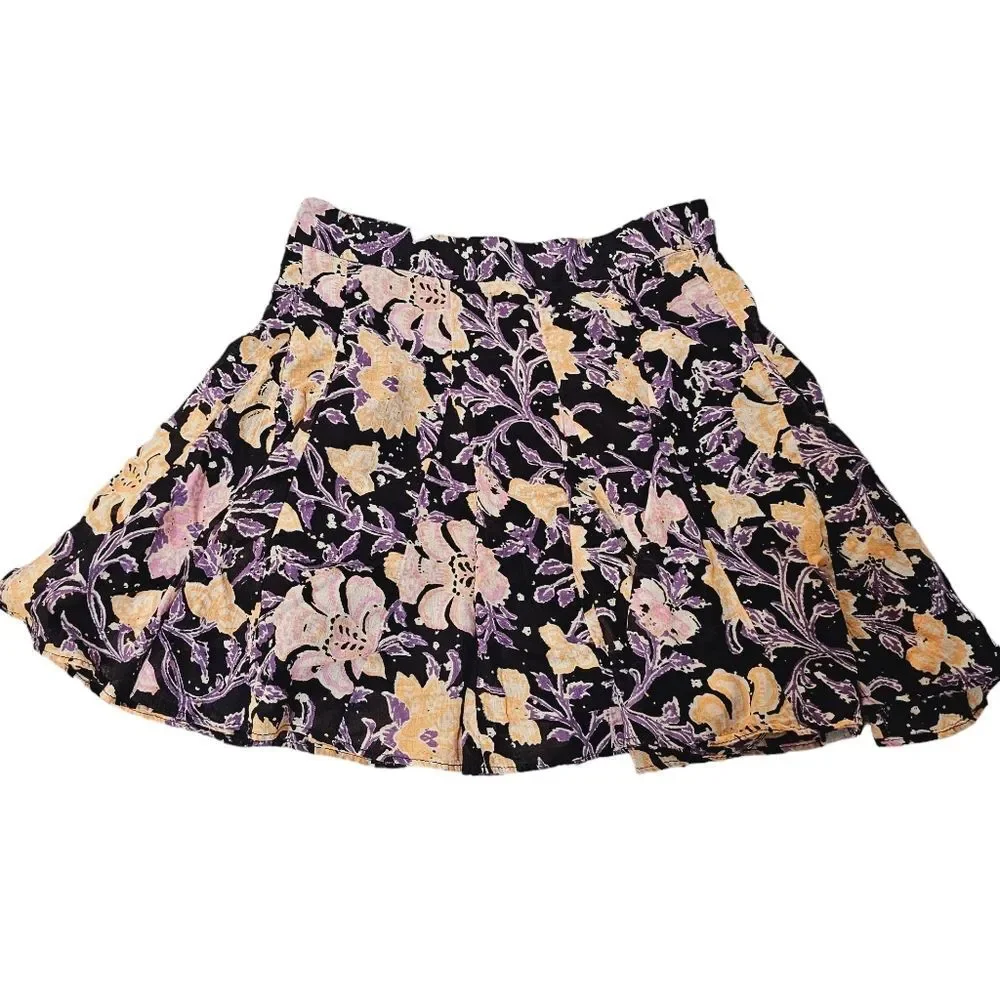 Free People -1912 End of The Island Floral‎ Skirt Black Combo Women's size 4